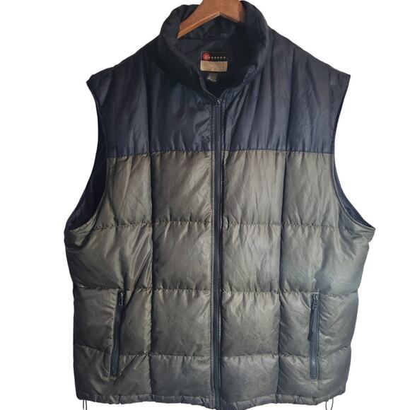 VNTG Utility Down Vest XL Army Green Black Quilted Puffer Survivalist Gorpcore - Picture 1 of 9